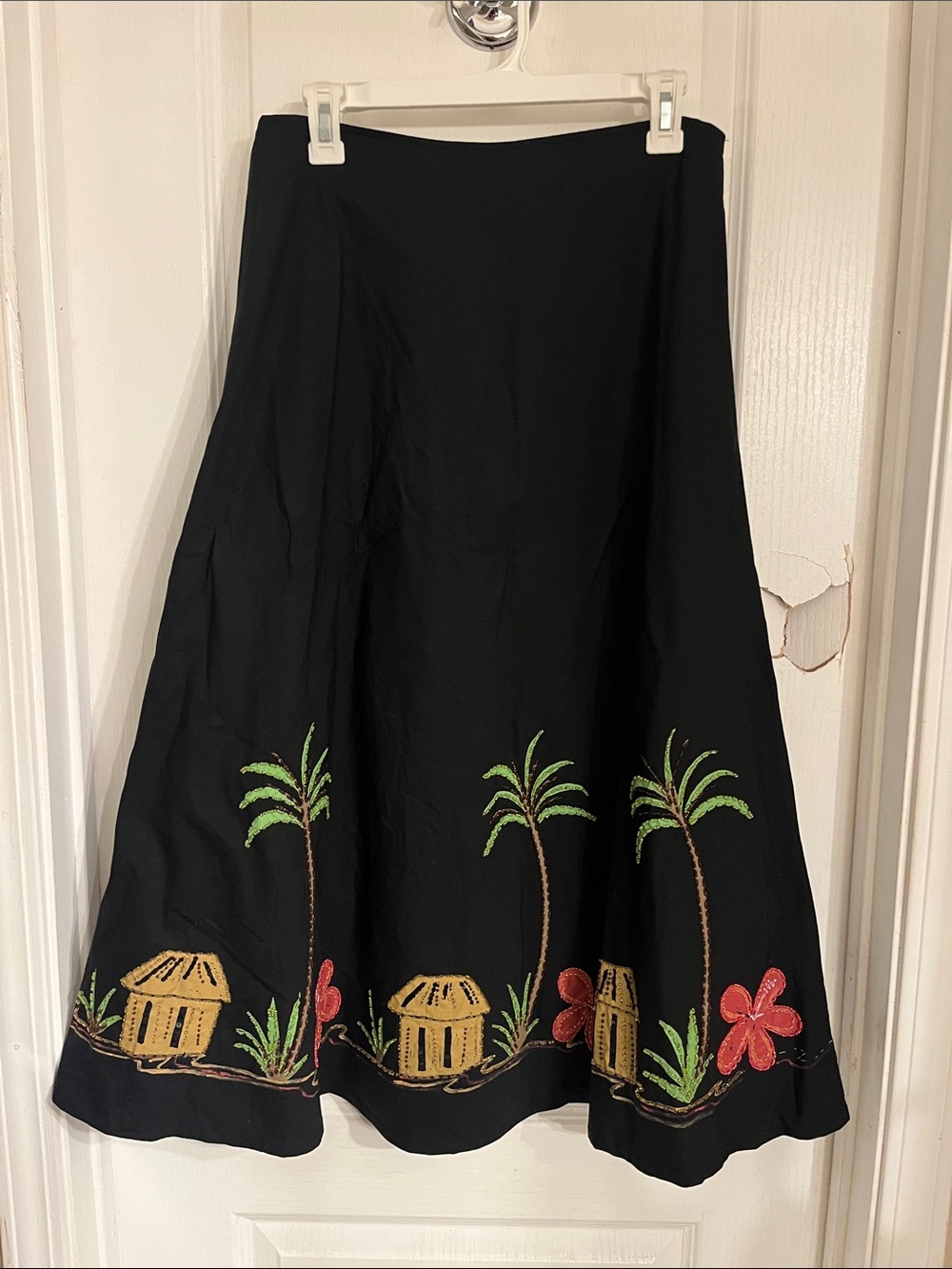 Basil & Maude embroidered midi skirt , size medium